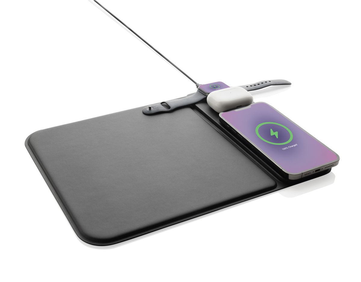 Swiss Peak Rcs pārstrādāta PU 15 W 3-in-1 uzlādējama peles paklājs