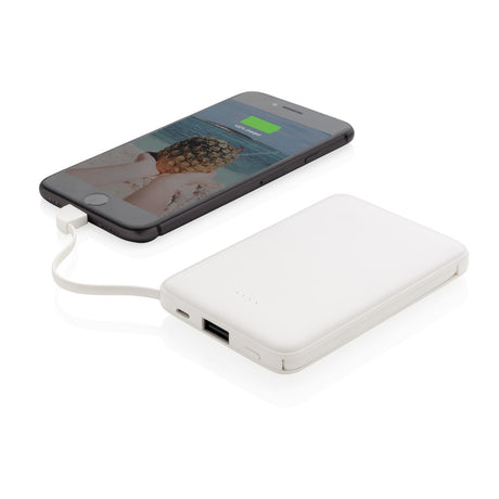 5.000 Mah Pocket Powerbank With Integrated Cables