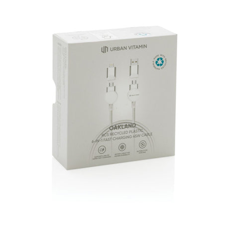 Oakland Rcs Recycled Plastic 6-In-1 Fast Charging 45W Cable