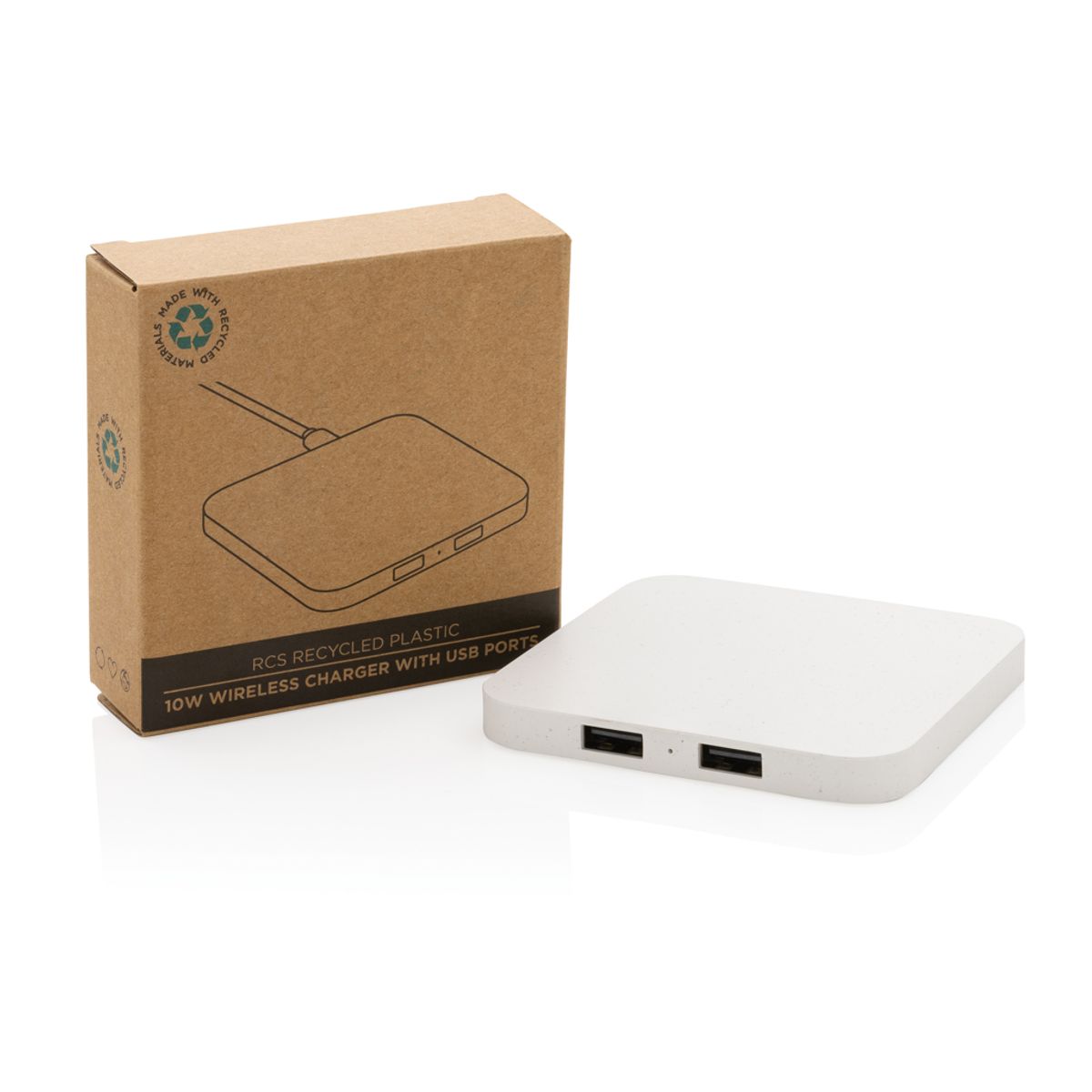 Rcs Recycled Plastic 10W Wireless Charger With Usb Ports