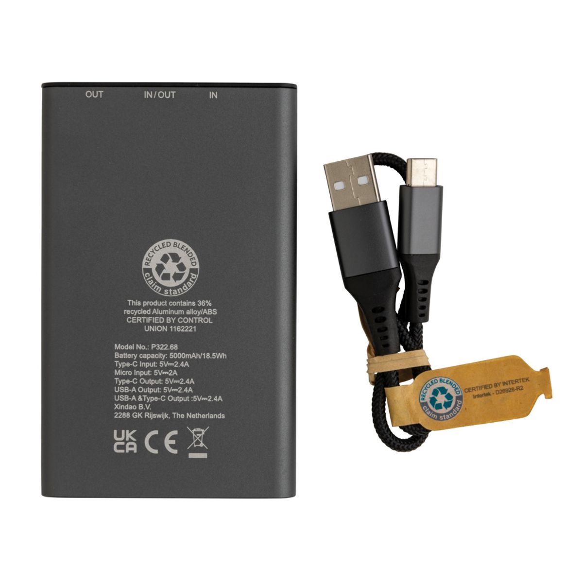 Terra Rcs pārstrādāta alumīnija ārējais akumulators 5000 mAh