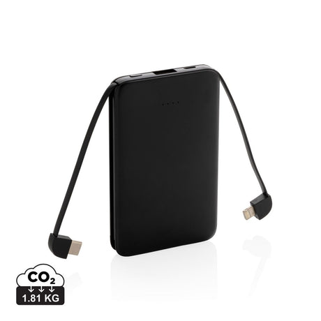 5.000 Mah Pocket Powerbank With Integrated Cables