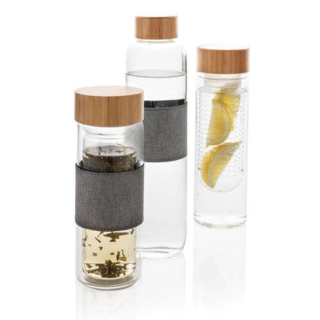 Impact Borosilicate Glass Bottle With Bamboo Lid