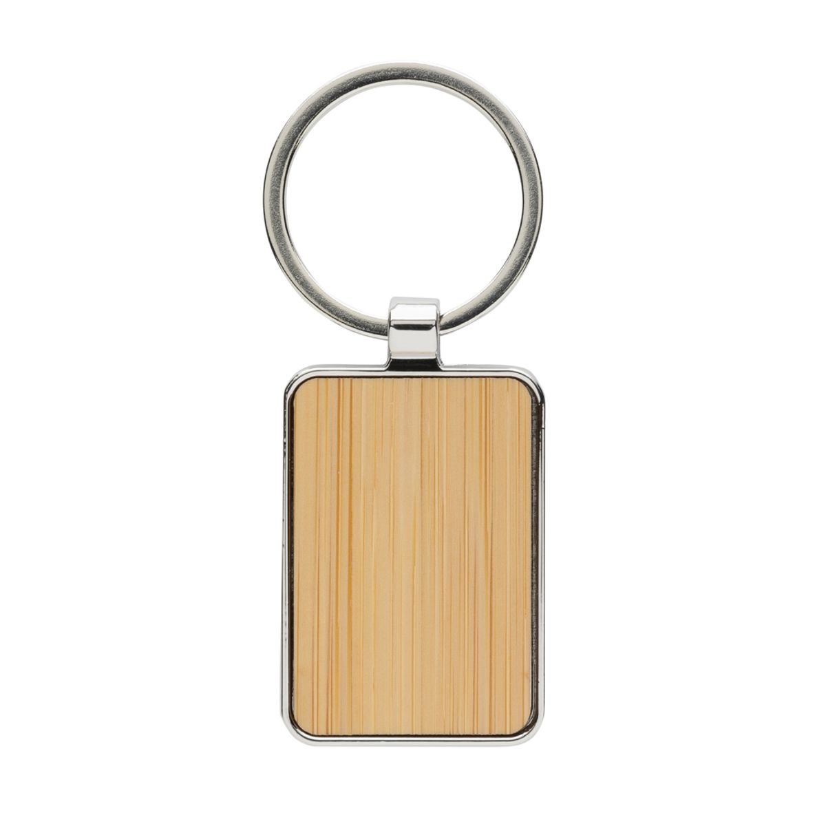 Rcs Recycled Zinc Alloy Rectangle Keychain With Bamboo