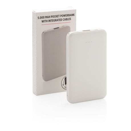 5.000 Mah Pocket Powerbank With Integrated Cables