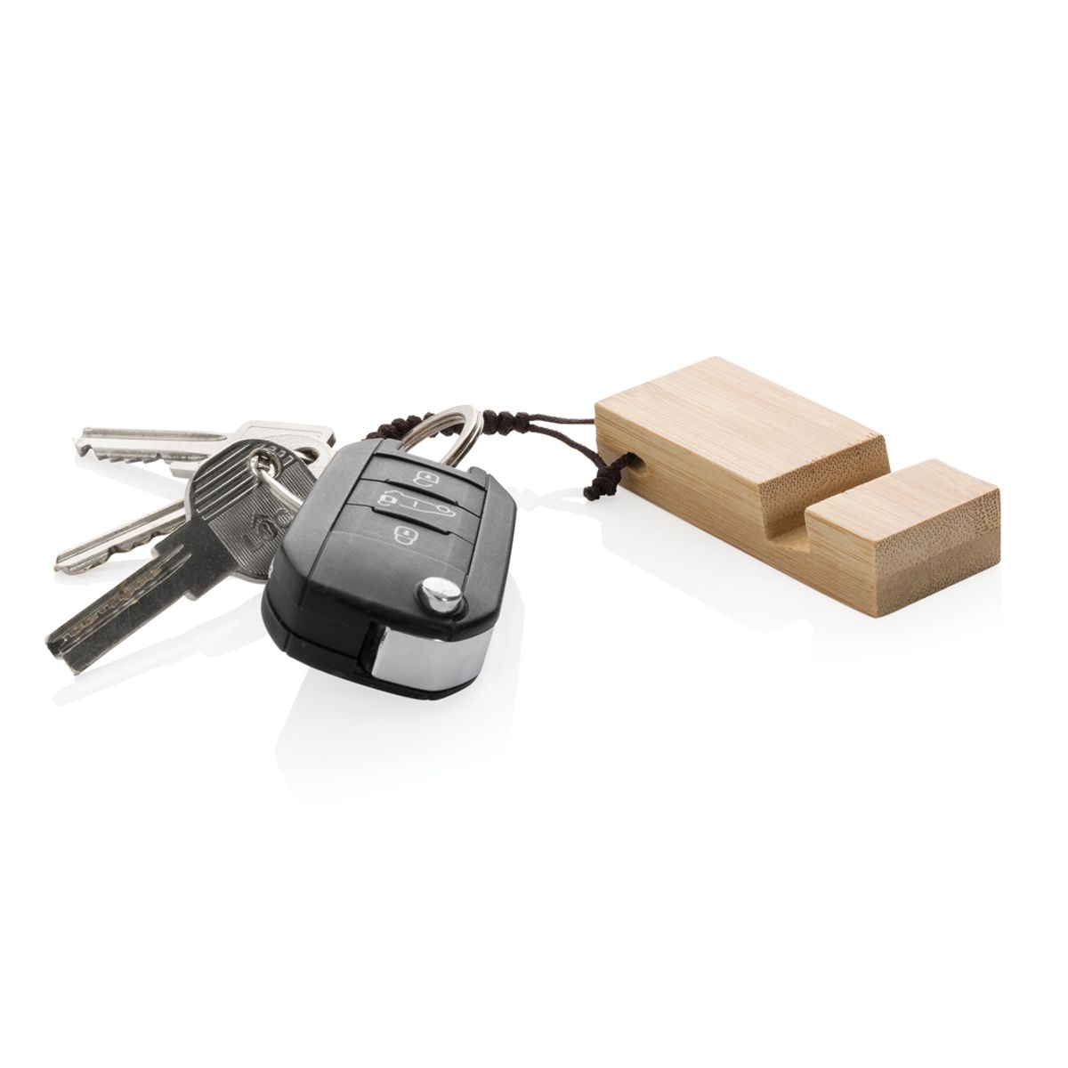 Standkey Bamboo Keychain Phone Stand