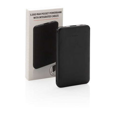 5.000 Mah Pocket Powerbank With Integrated Cables