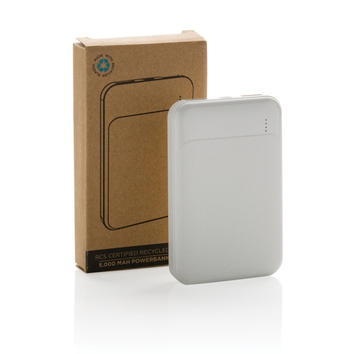 Rcs pārstrādātas plastmasas 5000 mAh ārējais akumulators