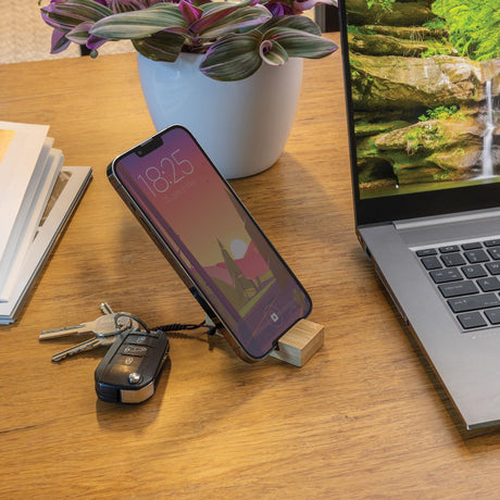 Standkey Bamboo Keychain Phone Stand