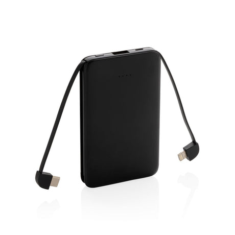 5.000 Mah Pocket Powerbank With Integrated Cables